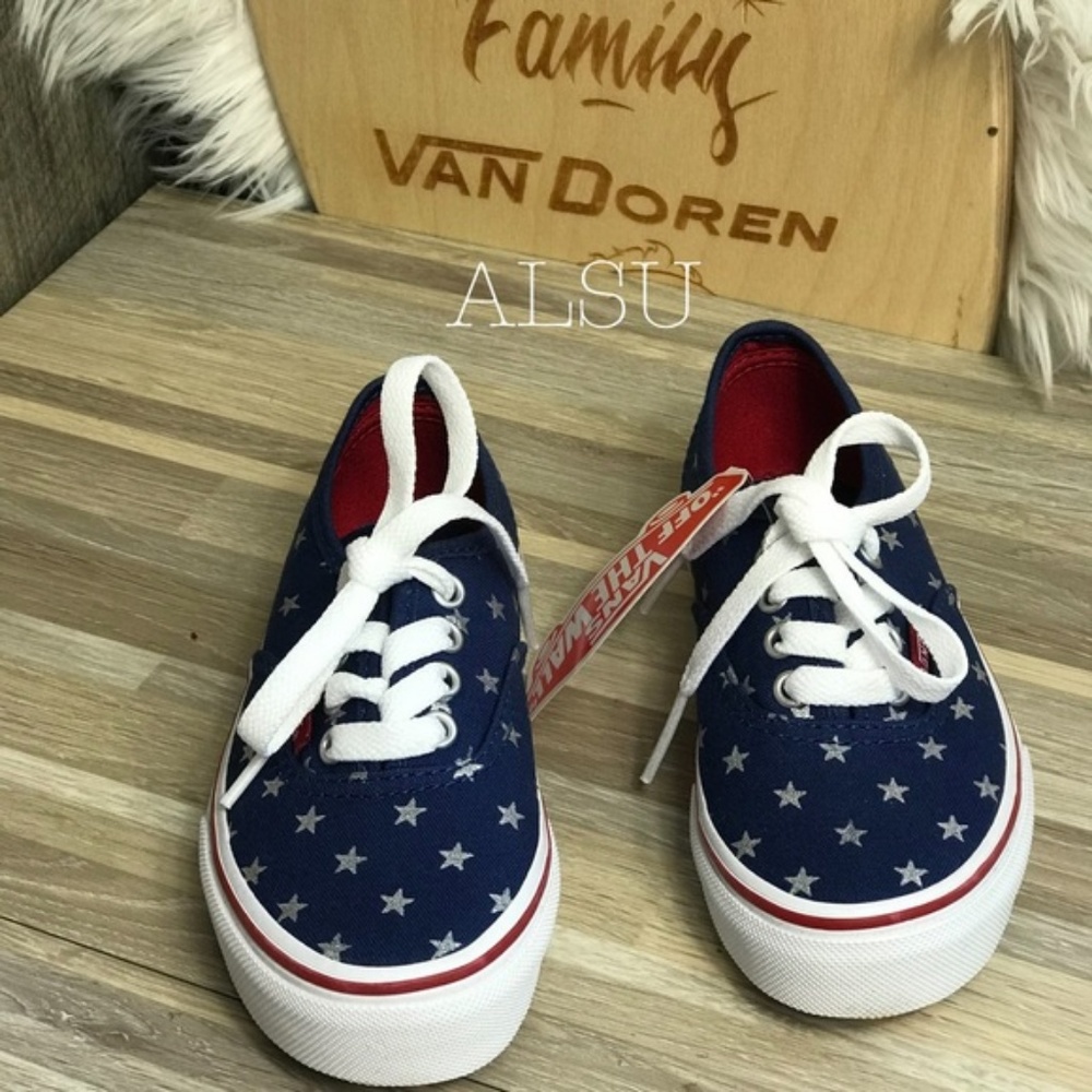 NWT VANS Authentic Foil Stars Red Blue Kid’s - Picture 3 of 6